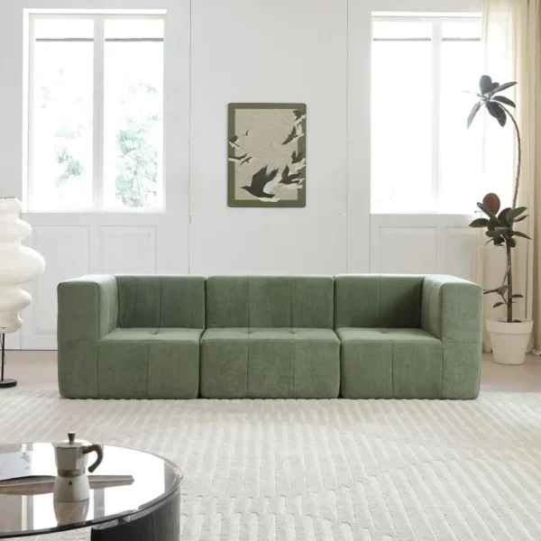 Modular Sectional Sofa Couch Modern Compressed Sofa Couch 3-Seat Foam Couch for Living Room, Apartment, Studio, Office
