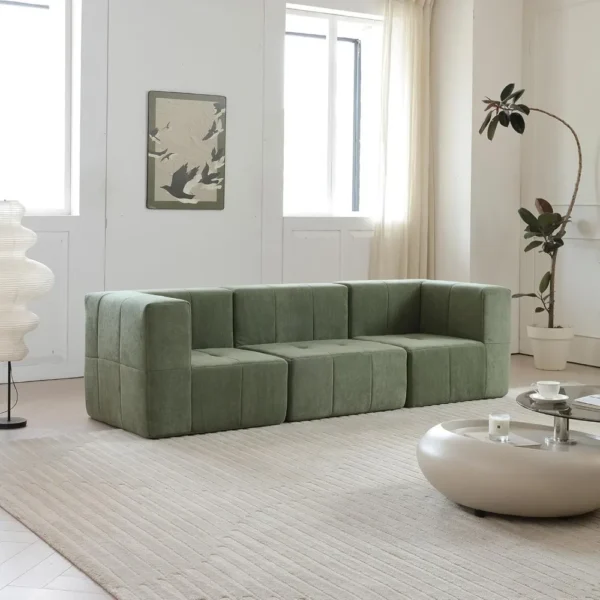 Modular Sectional Sofa Couch Modern Compressed Sofa Couch 3-Seat Foam Couch for Living Room, Apartment, Studio, Office - Image 3