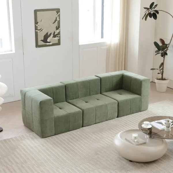 Modular Sectional Sofa Couch Modern Compressed Sofa Couch 3-Seat Foam Couch for Living Room, Apartment, Studio, Office - Image 4