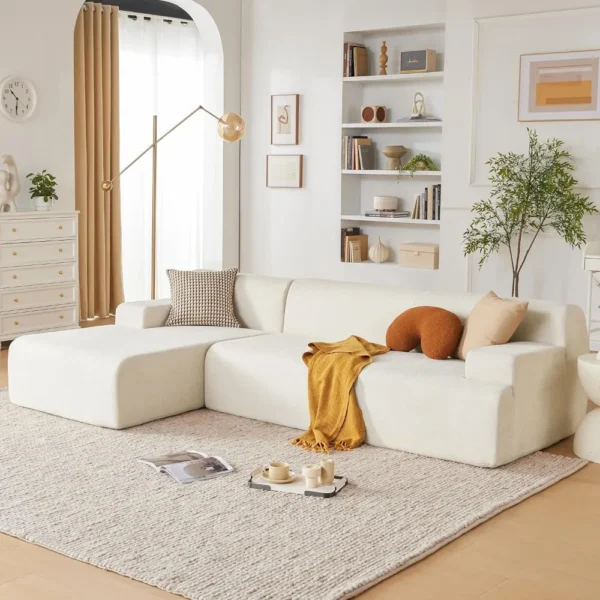107" Modular Sectional Sofa, Sponge Sectional Sofa Couch for Living Room, High Density Sponges Cloud Couch,Modular L-Shape Sofa