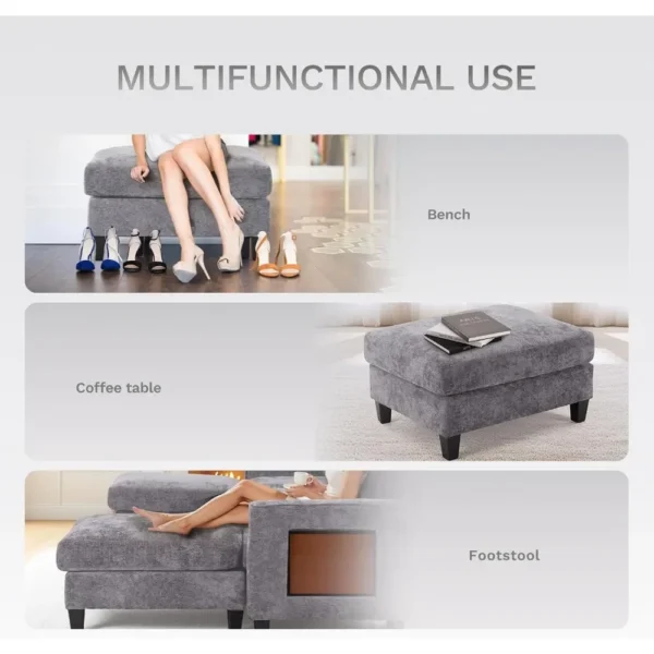 118 Inch U Shaped Sectional Couches,4 Seat Modular Sofa with 2 Ottoman and Foldable Side Table for Living Room,Brown - Image 6